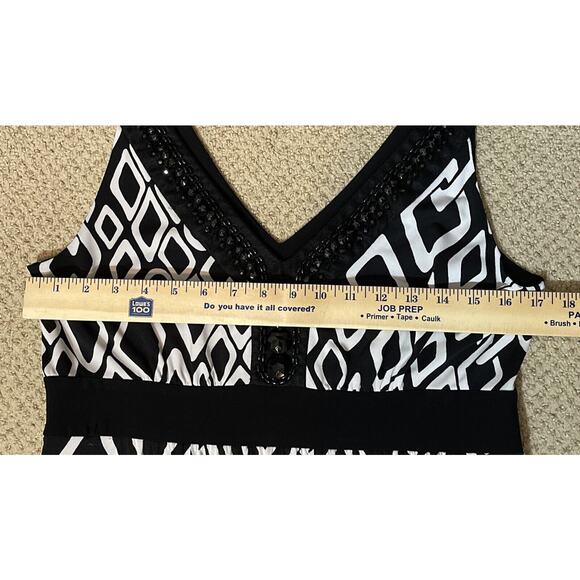 RN STUDIO Women’s Size S Embellished Maxi Dress Black White Polyester Spandex - Picture 6 of 7